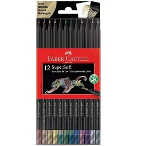 Ecolápis de Cor Faber-castell 12 Cores Supersoft Metálicas