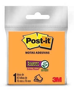 Bloco Adesivo Post-it 45f 76x76 Laranja 3m Hb004399406