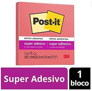 Bloco Adesivo Post-it 76x76mm Rosa Poppy 90f