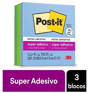 Bloco Adesivo Post-it 76x76mm C/3 Oasis
