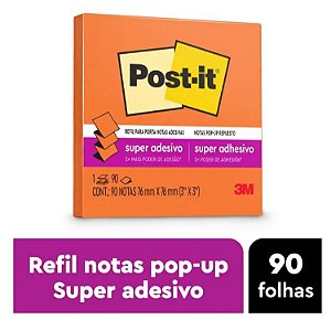Bloco Adesivo Post-it Refil Pop Up 76x76mm Laranja 90f