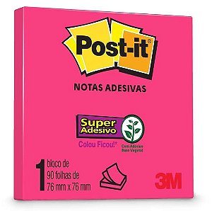 Bloco Adesivo Post-it 76x76mm Rosa 3m Hb004309959