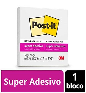 Bloco Adesivo Post-it 76x76mm Branco Neve 90 Folhas 3m