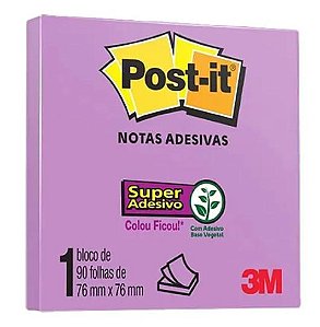Bloco Adesivo Post-it 76x76mm Lilas 3m Hb004309967