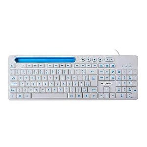 Teclado C/fio 6 Teclas Multimídia Usb C/ Apoio P/ Smartphone Tablet Teclas Macias e Silenciosas