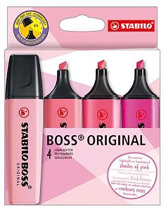Caneta Marca Texto Stabilo Boss C/04 Unid. 5 8009 Pink
