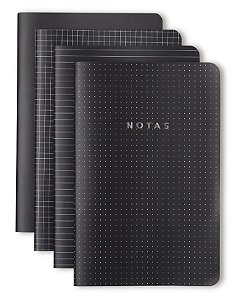 Kit Revista Notas 14x21 C/4 Unid Preta