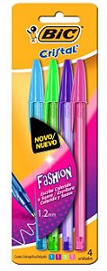 Caneta Bic Cristal Fashion C/4 Cores