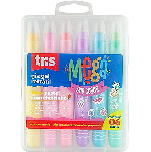 Giz de Cera Retratil Tris Mega Gel C/6 Pastel