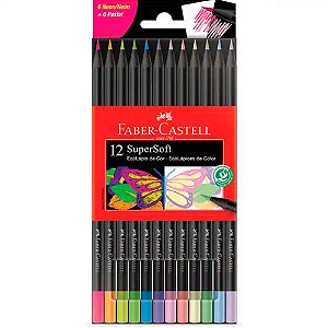Lápis de Cor Super Soft 6 Neon + 6 Pastel Faber Castell