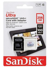 Cartao de Memoria 256gb Sandisk C/adaptador Classe 10