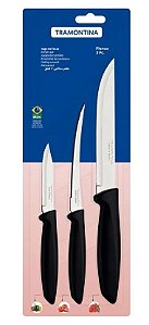 Jogo Facas Inox Plenus C/03 pcs Preto