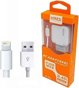 CARREGADOR USB KAIDI/A'GOLD COM FIO PARA IPHONE