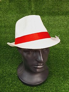 CHAPEU BRANCO C/FITA VERMELHA