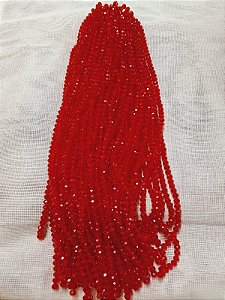 FIO CRISTAL ACHATADO 66 CONTAS VERMELHO TRANPARENTE