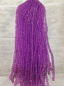 FIO CRISTAL ACHATADO 66 CONTAS ROXO TRANPARENTE