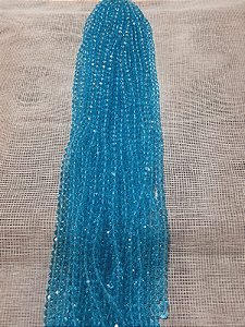 FIO CRISTAL ACHATADO 66 CONTAS AZUL CLARO TRANPARENTE