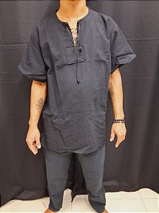 CONJUNTO RAÇÃO UNISSEX M 100 % ALGODÃO PRETO