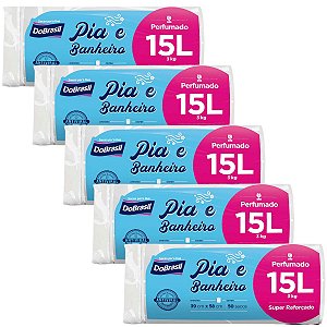 Saco Lixo 250 Sacos Banheiro Pia 15 Litros Perfumado Branco