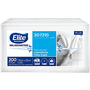 Papel Toalha Interfolhado Folha Dupla Plus Pacote com 200 Folhas de 21X21cm