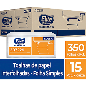 Papel Toalha Interfolhado Folha Simples 5250 Folhas Kit 15 Pacotes 350 Fls 20X21cm Toalha Papel Interfolha