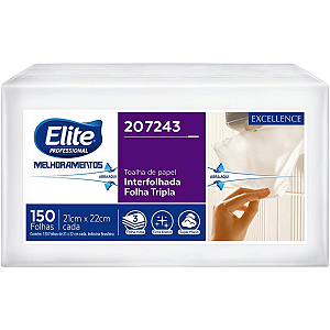 Papel Tolha Interfolhado Folha Tripla 21X22cm Elite Excellence 150 Folhas Toalha Papel Interfolha