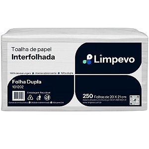Papel Toalha Interfolhado Folha Dupla 250 Folhas Limpevo Toalha de Papel 20x21cm