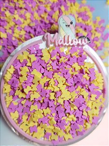 Micro borboletinhas roxo e amarelo