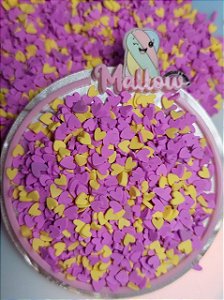 Micro coração love roxo e amarelo