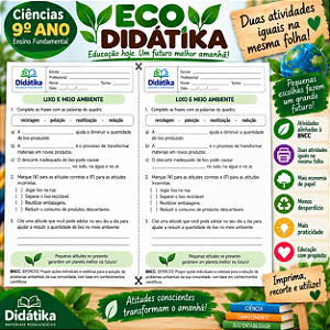 PACOTE ECO DIDÁTIKA – 2 ATIVIDADES IGUAIS POR FOLHA | 9º ANO DO ENSINO FUNDAMENTAL