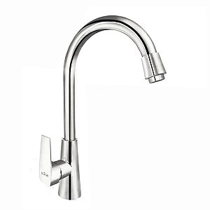 Torneira Gourmet Monocomando Para Cozinha Aço Inox Sowshop 111 Bancada