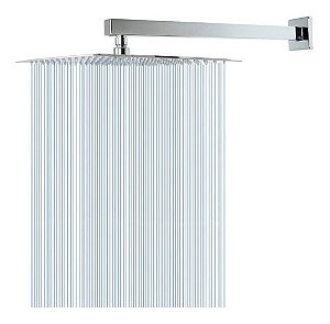 Ducha Chuveiro Slim Metal Cromado Com Braço De 40cm Gás