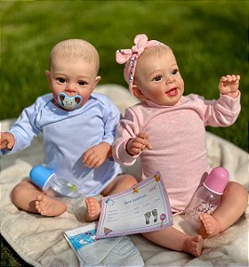 Bebê Reborn Gêmeos Casal Bia e Miguel