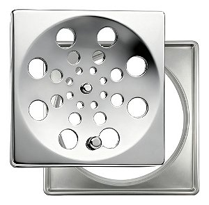 Ralo Grelha Quadrado 15x15cm Abre Fecha Inox Com Suporte