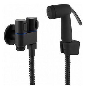 Ducha Higiênica Completa Metal Preto Fosco Registro 2 Saídas