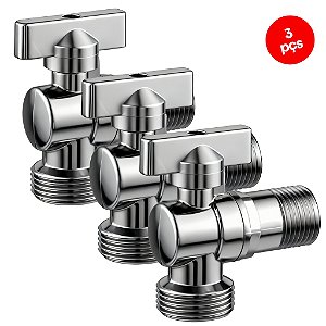 Kit 3 Registro Esfera Torneira Maquina de Lavar Metal ½ e ¾