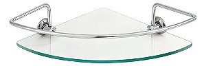 Porta Shampoo De Canto Vidro 6mm Cantoneira Suporte Banheiro Prateado