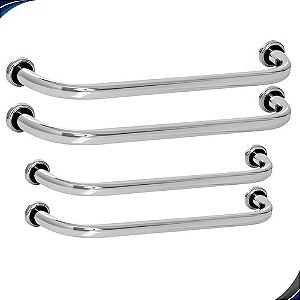 Kit 4 Barras Apoio 40 E 60 Cm Alça Suporte Deficiente Idosos Prateado