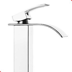 Torneira Monocomando Cascata Baixa Cromada Lavabo Inox Metal Acabamento Cromado Cor Prateado