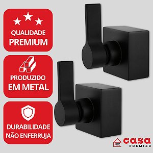 Kit 02 Acabamentos Registro Pressão Chuveiro Banheiro 1/4v Preto Fosco 100% Metal Padrão DECA 1/2 e 3/4