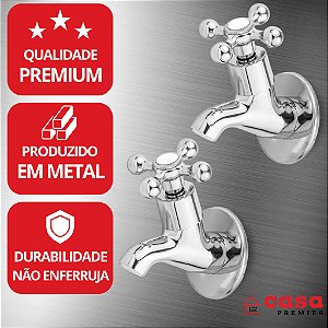 02 Torneira Bebedouro Filtro Industrial 1/2 x 3/4 100% em Metal Cromada 1/4 De Volta