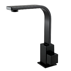 Torneira de Pia Lavatório Banheiro Lavabo Quadrix Preto Premier Cano Reto Preta Black Luxo Metal