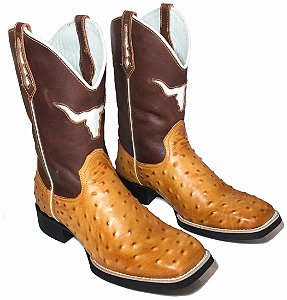 Bota Texana Estampa Avest Camel Cano Boi Café Sola Preta Bico Quadrado