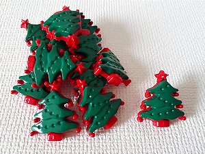 Botão Infantil com Pezinho Árvore de Natal Verde e Vermelho
