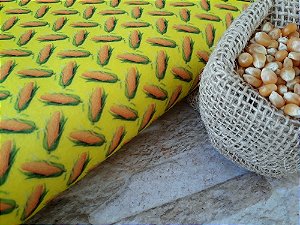Feltro Amarelo Estampado Espiga de Milho - 25cm x 1,40m