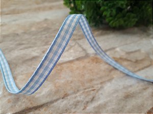 Fita Xadrez 7mm Azul Claro e Branco ### PONTA DE ESTOQUE ###