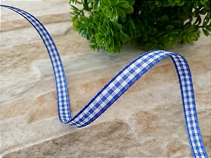 Fita Xadrez (7mm) Azul Royal e Branco ### PONTA DE ESTOQUE ###