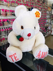 Urso Branco com Rosa Vermelha