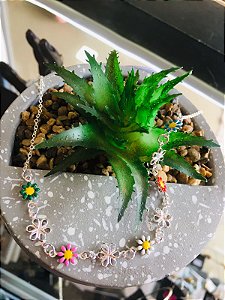 Colar Choker Florzinhas Prata