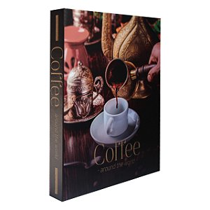 Livro Caixa COFFEE - Madeira 30x23x4cm
